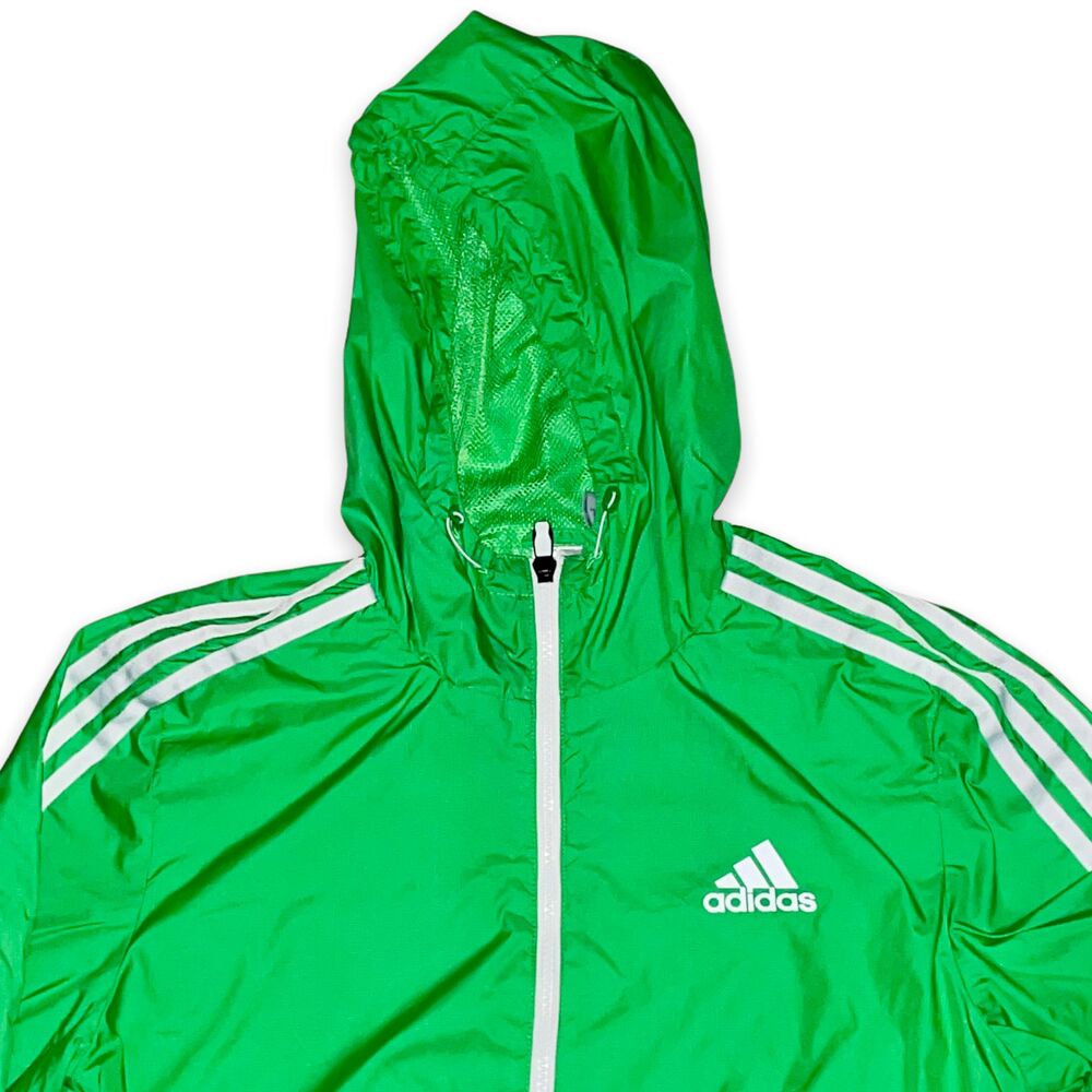 Adidas Vintage Super Rare Nylon Glanz Shiny Jacket Anorak Lime Green M - Picture 5 of 8